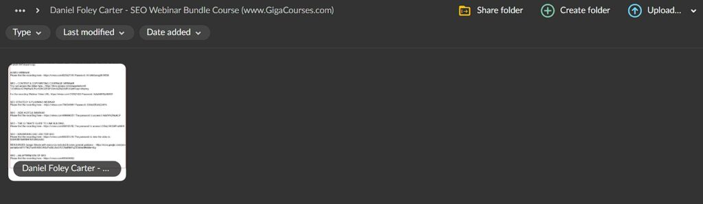 Daniel Foley Carter - SEO Webinar Bundle Course