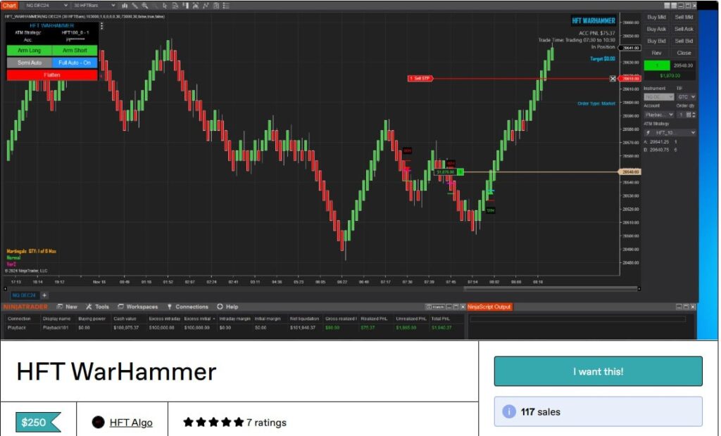 HFT Algo – Warhammer Momentum Trades​ NT8