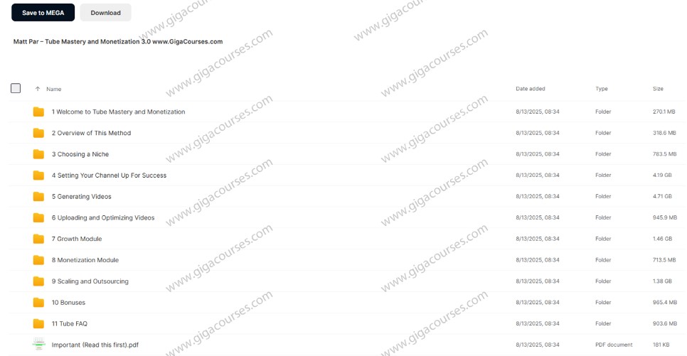 Matt Par – Tube Mastery and Monetization 3.0