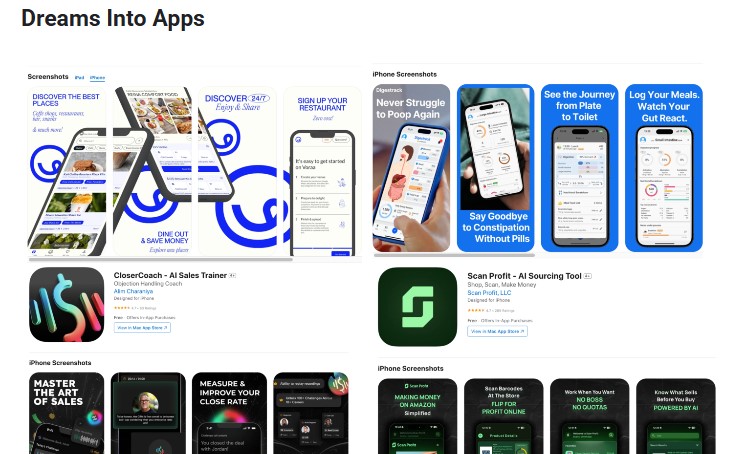 Alim Charaniya - Dreams Into Apps - Launch your mobile & web app and get your first paying customer using AI